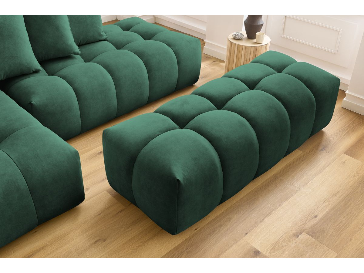 Canapé d'angle fixe MONT-BLANC velours avec pouf