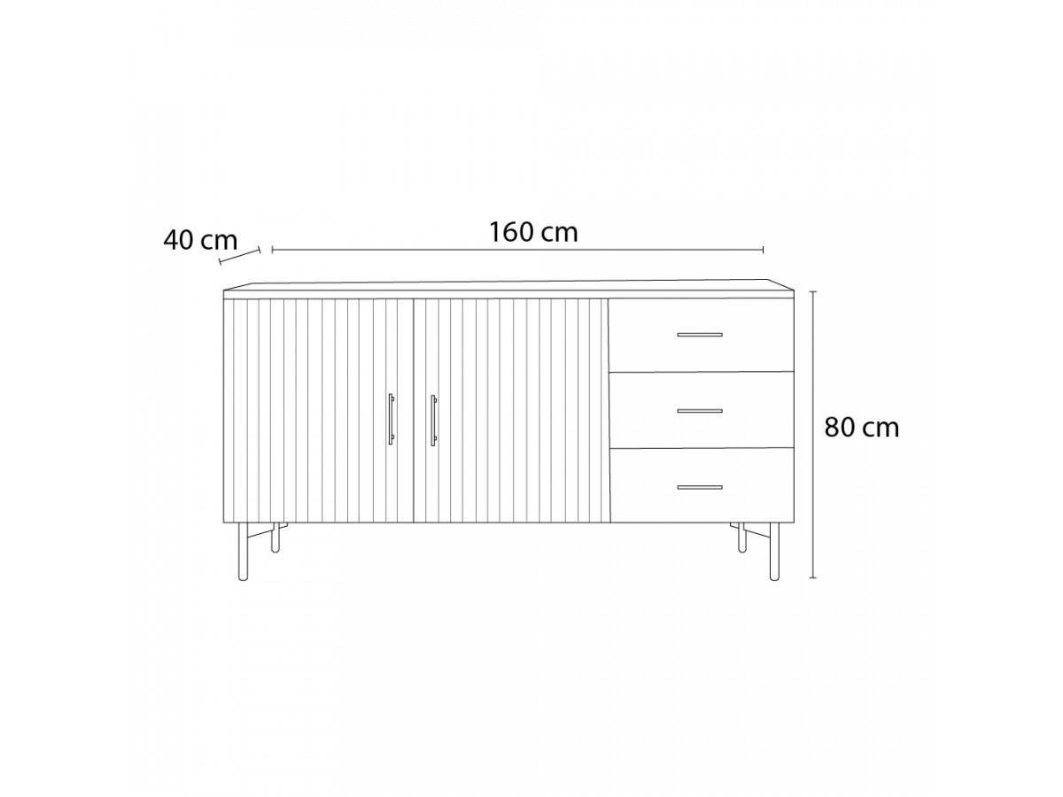 BALTHAZAR 2-deurs dressoir 160 cm Massief mangohout