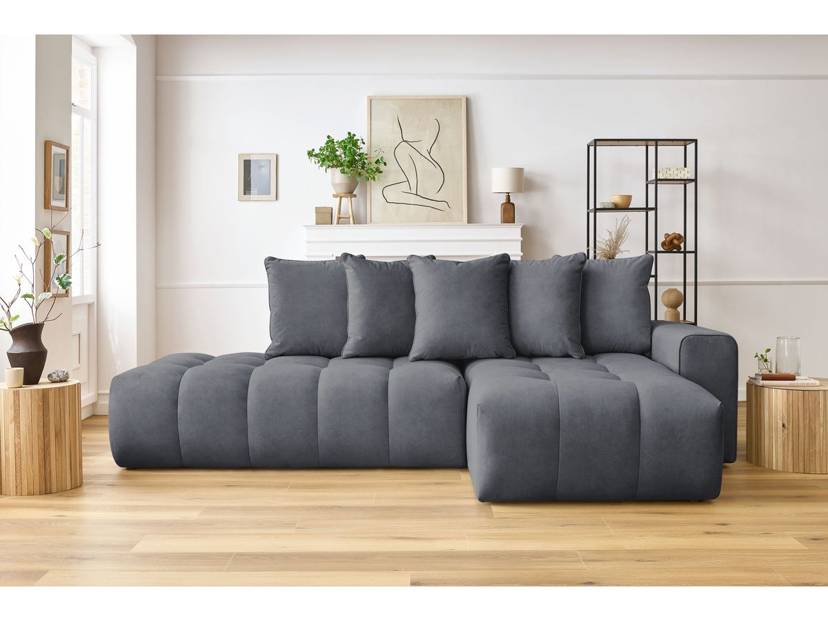 Canapé d'angle MONT-BLANC velours gris foncé — vue 5