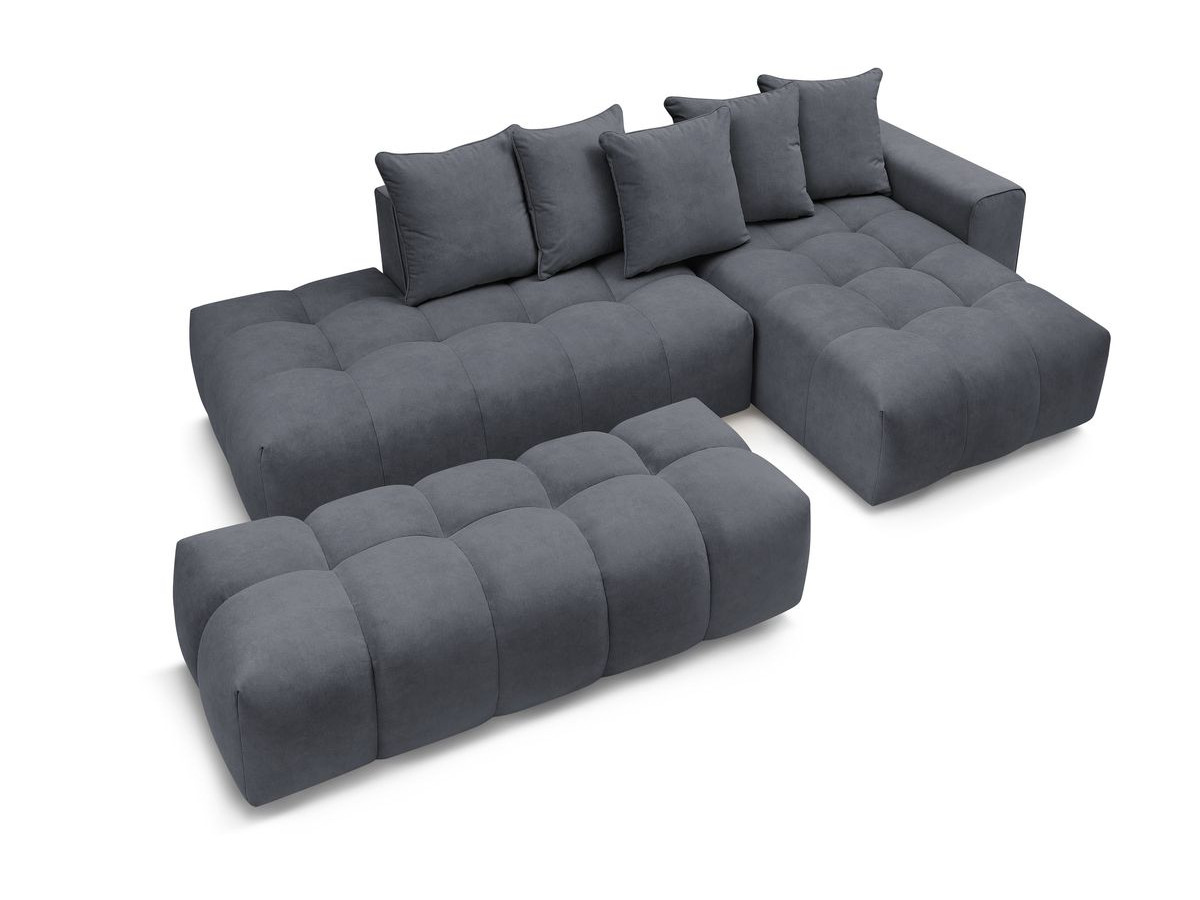Canapé d'angle fixe MONT-BLANC velours avec pouf