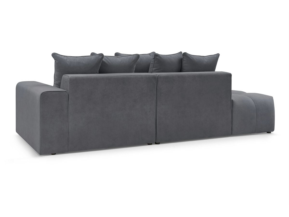 Canapé d'angle fixe MONT-BLANC velours avec pouf