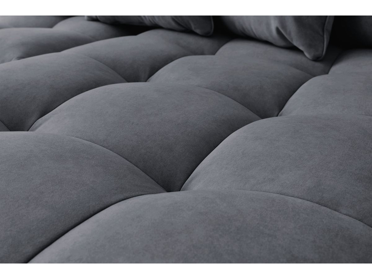 Canapé d'angle fixe MONT-BLANC velours avec pouf