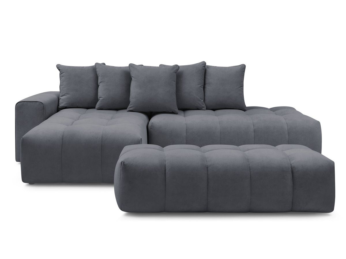 Canapé d'angle fixe MONT-BLANC velours avec pouf