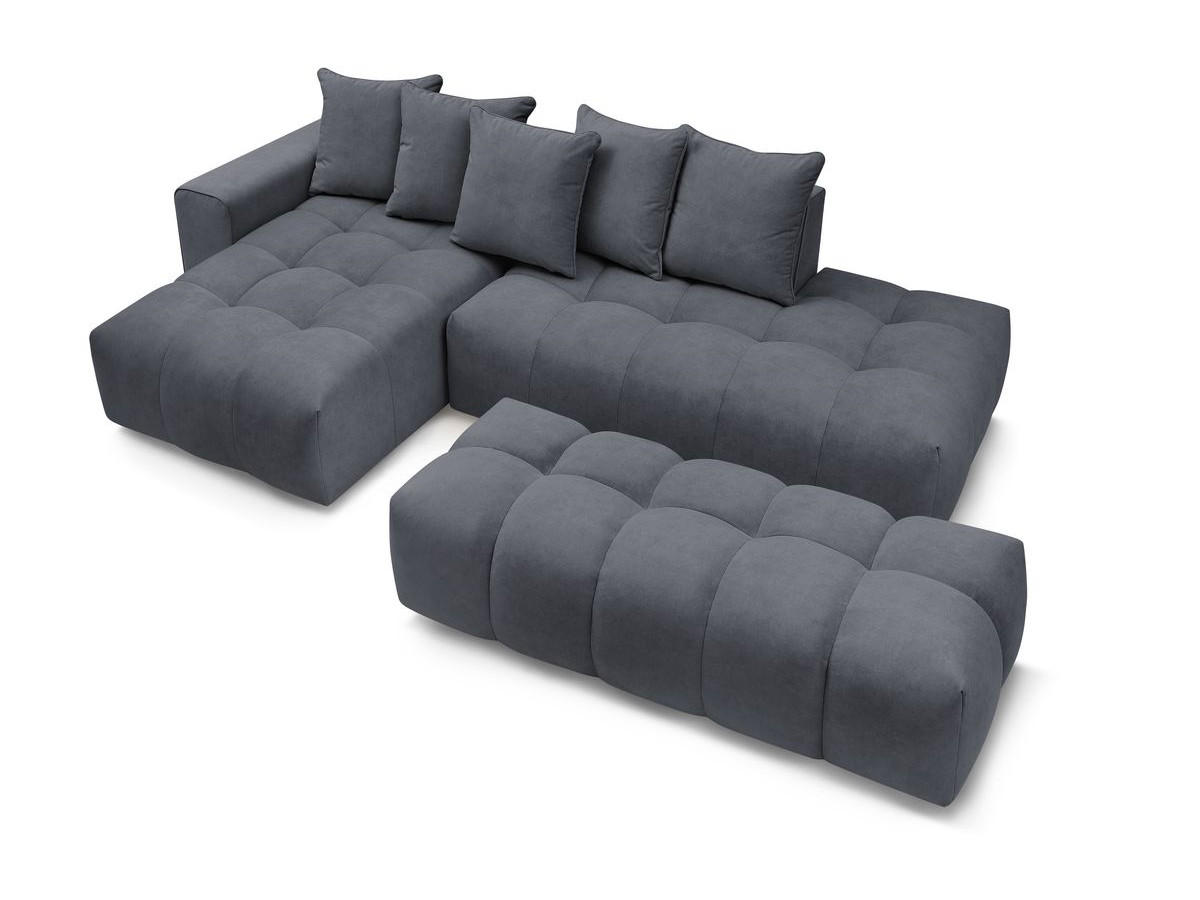 Canapé d'angle fixe MONT-BLANC velours avec pouf
