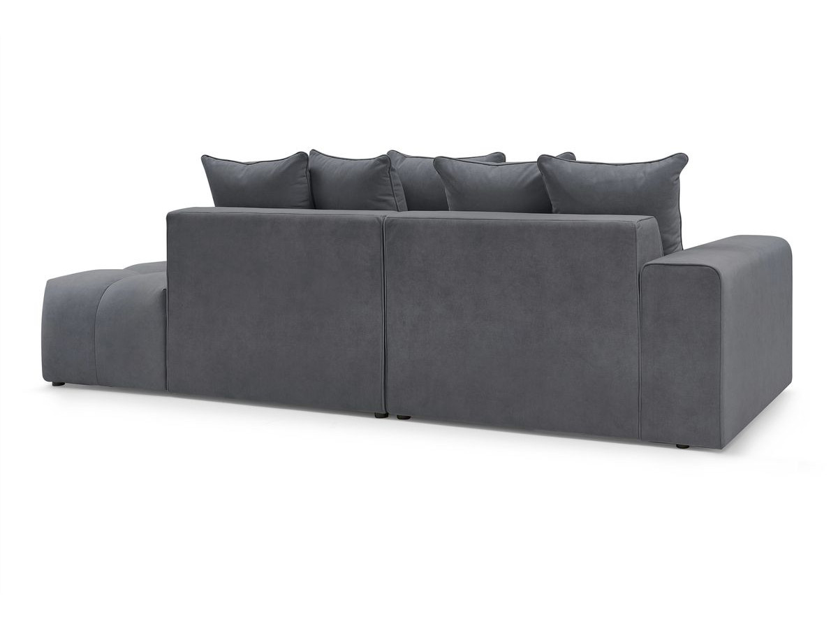 Canapé d'angle fixe MONT-BLANC velours avec pouf