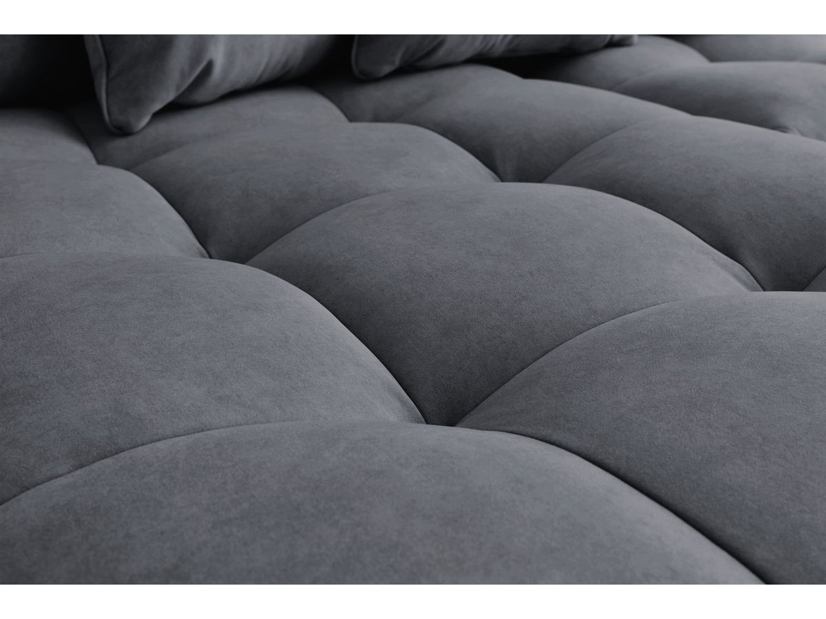 Canapé d'angle fixe MONT-BLANC velours avec pouf