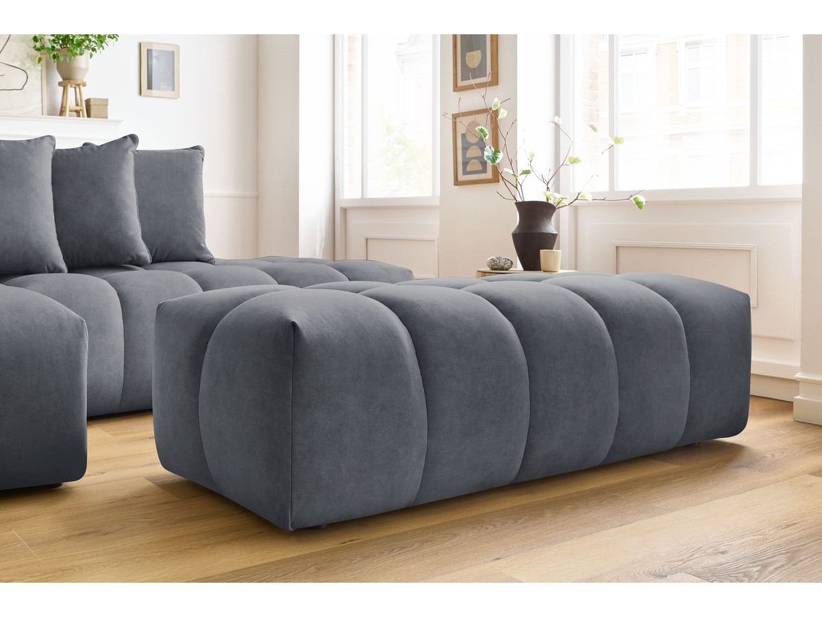 Canapé d'angle fixe MONT-BLANC velours avec pouf