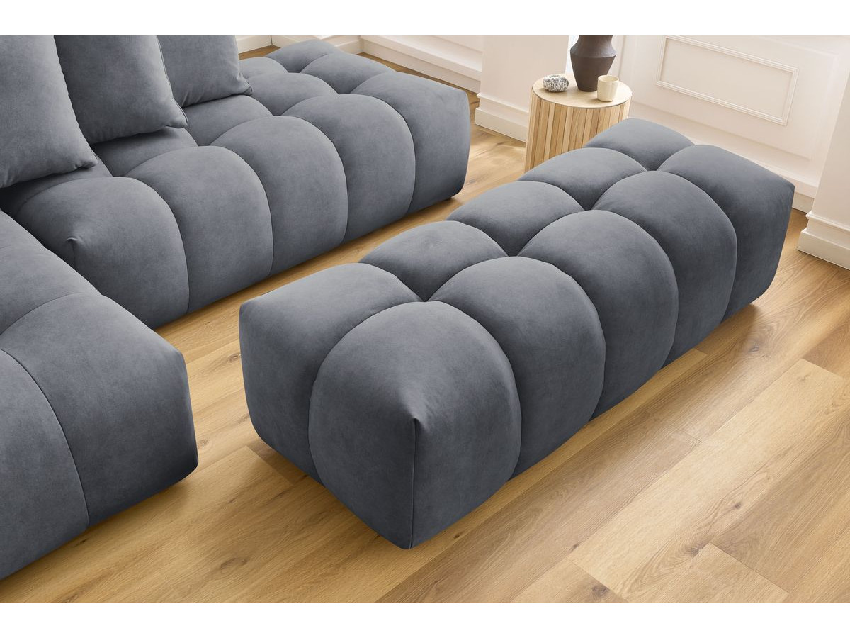 Canapé d'angle fixe MONT-BLANC velours avec pouf