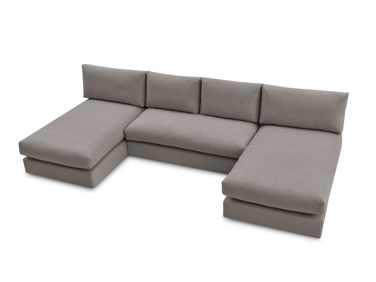 Canapé panoramique fixe modulable PARIS tissu avec 1 chauffeuse 2 places, 2 méridiennes