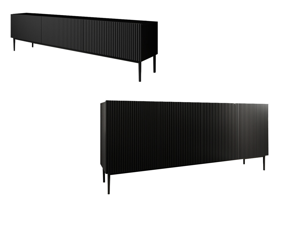 KASHA set met 200 cm tv-meubel + 200 cm 4-deurs dressoir met zwarte poten