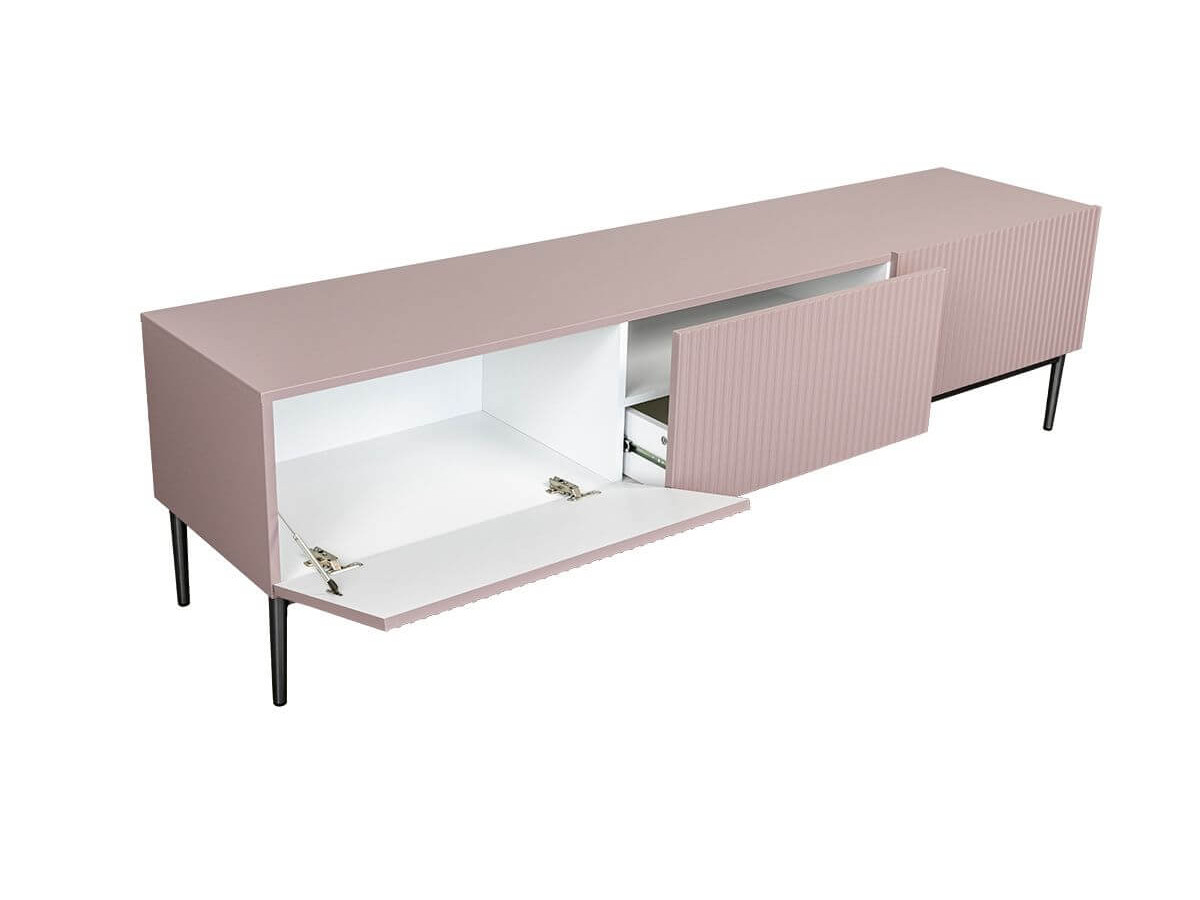 Ensemble KASHA avec Meuble TV 200 cm + Buffet 4 portes 200 cm + Buffet haut 2 portes 100 cm pieds noirs