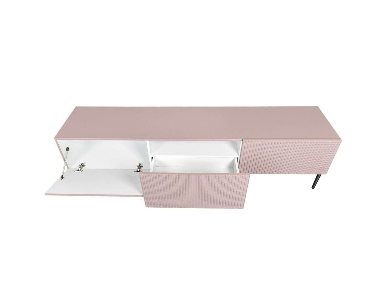 Ensemble KASHA avec Meuble TV 200 cm + Buffet 4 portes 200 cm + Buffet haut 2 portes 100 cm pieds noirs