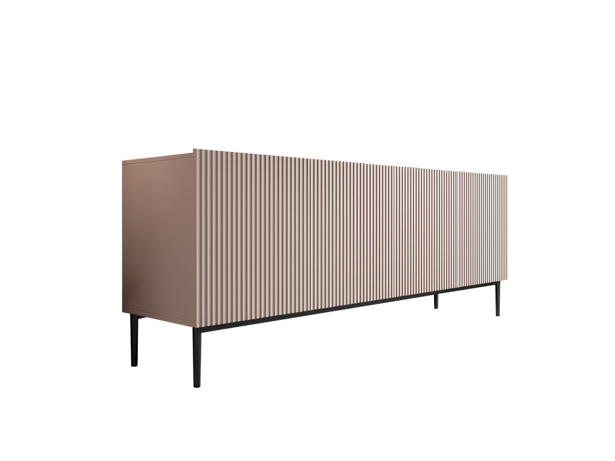 Ensemble KASHA avec Meuble TV 200 cm + Buffet 4 portes 200 cm + Buffet haut 2 portes 100 cm pieds noirs