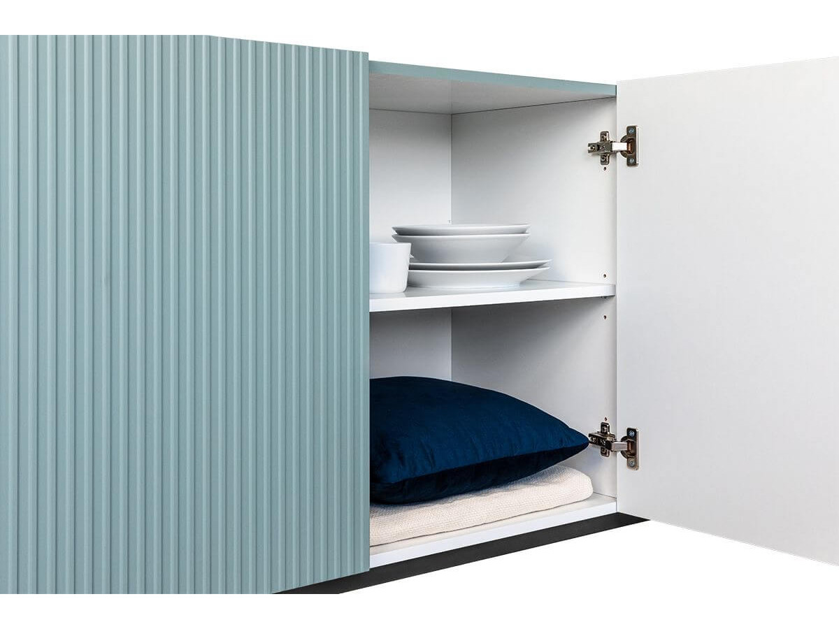 Ensemble KASHA avec Meuble TV 200 cm + Buffet 4 portes 200 cm + Buffet haut 2 portes 100 cm pieds noirs