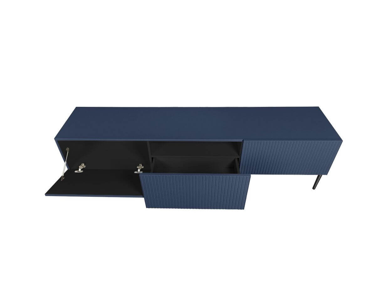 Ensemble KASHA avec Meuble TV 200 cm + Buffet 4 portes 200 cm + Buffet haut 2 portes 100 cm pieds noirs