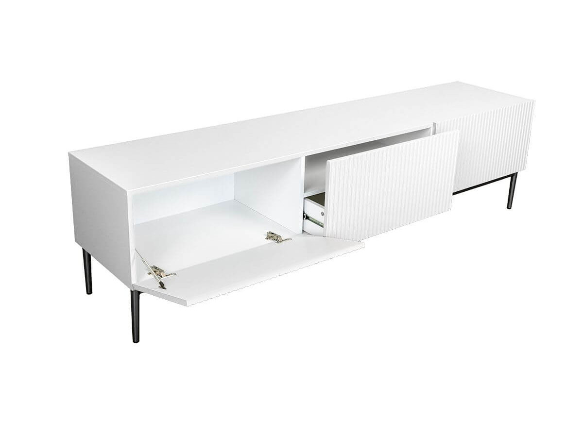 Ensemble KASHA avec Meuble TV 200 cm + Buffet 4 portes 200 cm + Buffet haut 2 portes 100 cm pieds noirs