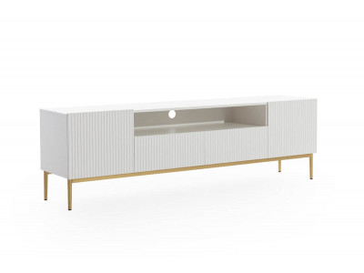 Ensemble KASHA avec Meuble TV 200 cm avec niche + Buffet 4 portes 200 cm pieds or