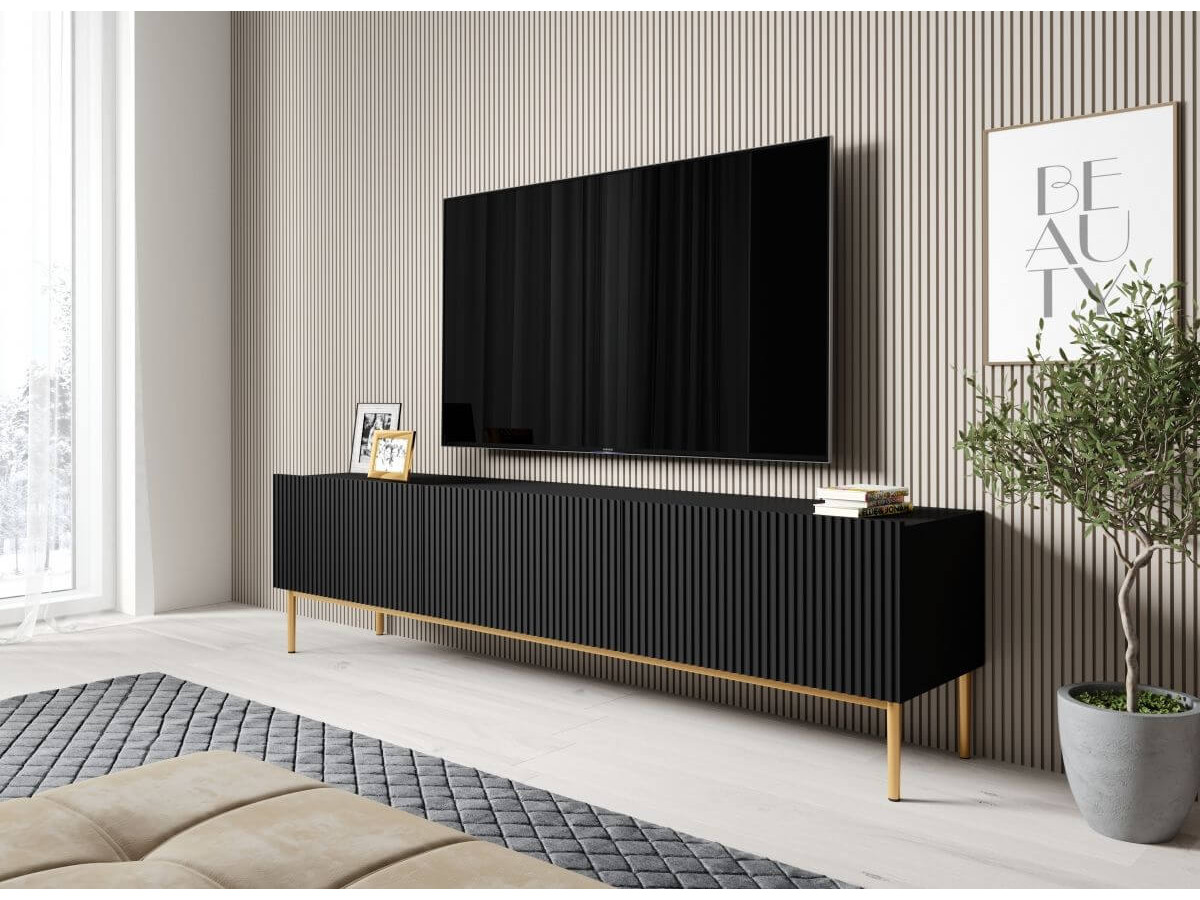 KASHA set met 200 cm tv-meubel + 200 cm 4-deurs dressoir met gouden poten