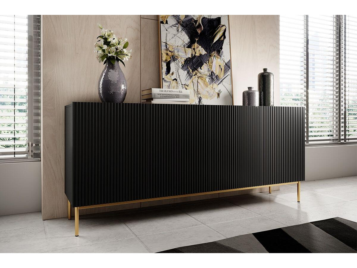 KASHA set met 200 cm tv-meubel + 200 cm 4-deurs dressoir met gouden poten