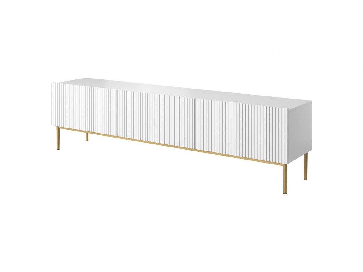 Ensemble KASHA avec Meuble TV 200 cm + Buffet 4 portes 200 cm pieds or blanc — vue 6