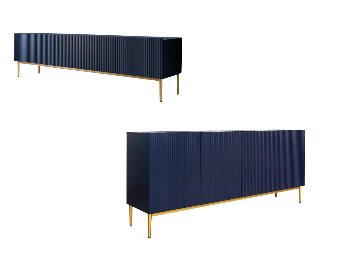 KASHA set met 200 cm tv-meubel + 200 cm 4-deurs dressoir met gouden poten