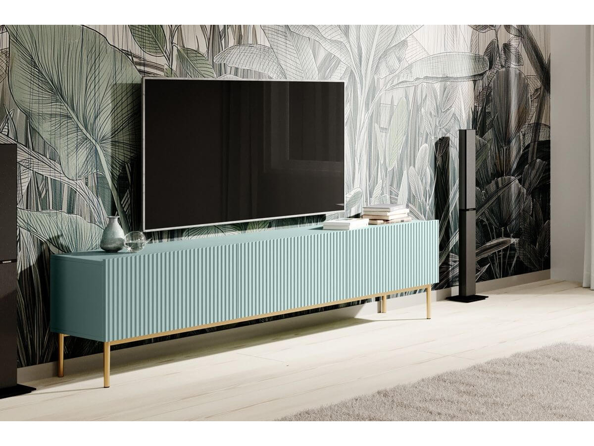 KASHA set met 200 cm tv-meubel + 200 cm 4-deurs dressoir met gouden poten