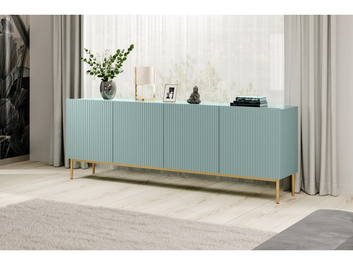 KASHA set met 200 cm tv-meubel + 200 cm 4-deurs dressoir met gouden poten