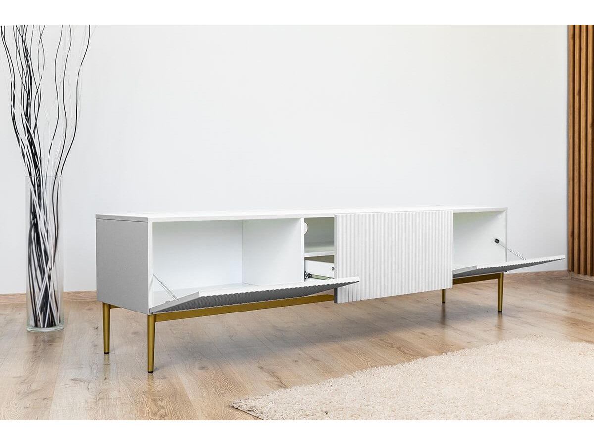 KASHA set met 200 cm tv-meubel + 200 cm 4-deurs dressoir + 100 cm 2-deurs hoog dressoir met gouden poten