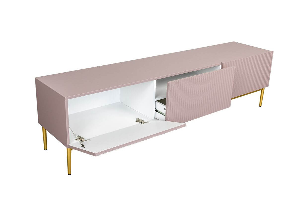 KASHA set met 200 cm tv-meubel + 200 cm 4-deurs dressoir + 100 cm 2-deurs hoog dressoir met gouden poten