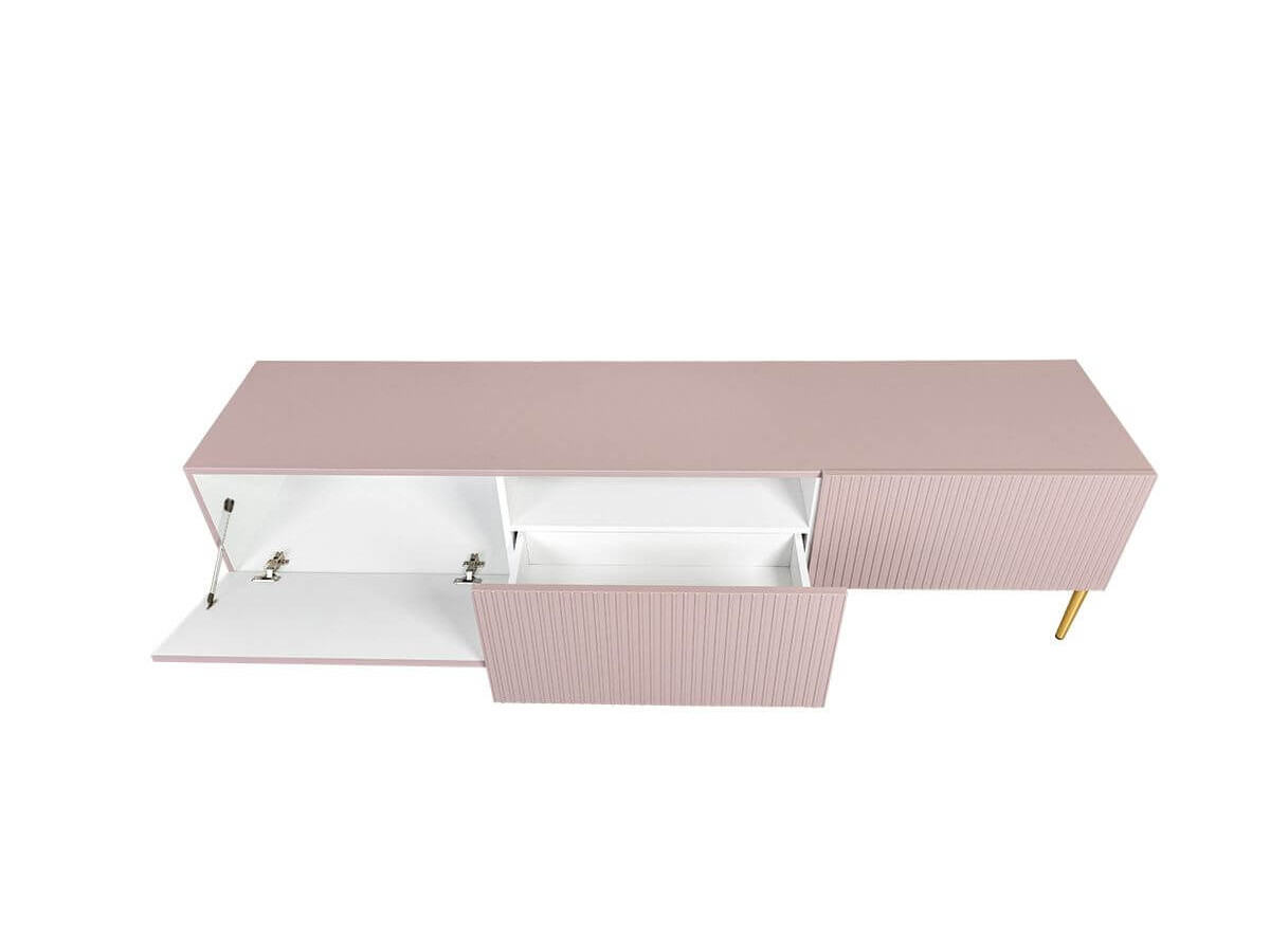 KASHA set met 200 cm tv-meubel + 200 cm 4-deurs dressoir + 100 cm 2-deurs hoog dressoir met gouden poten