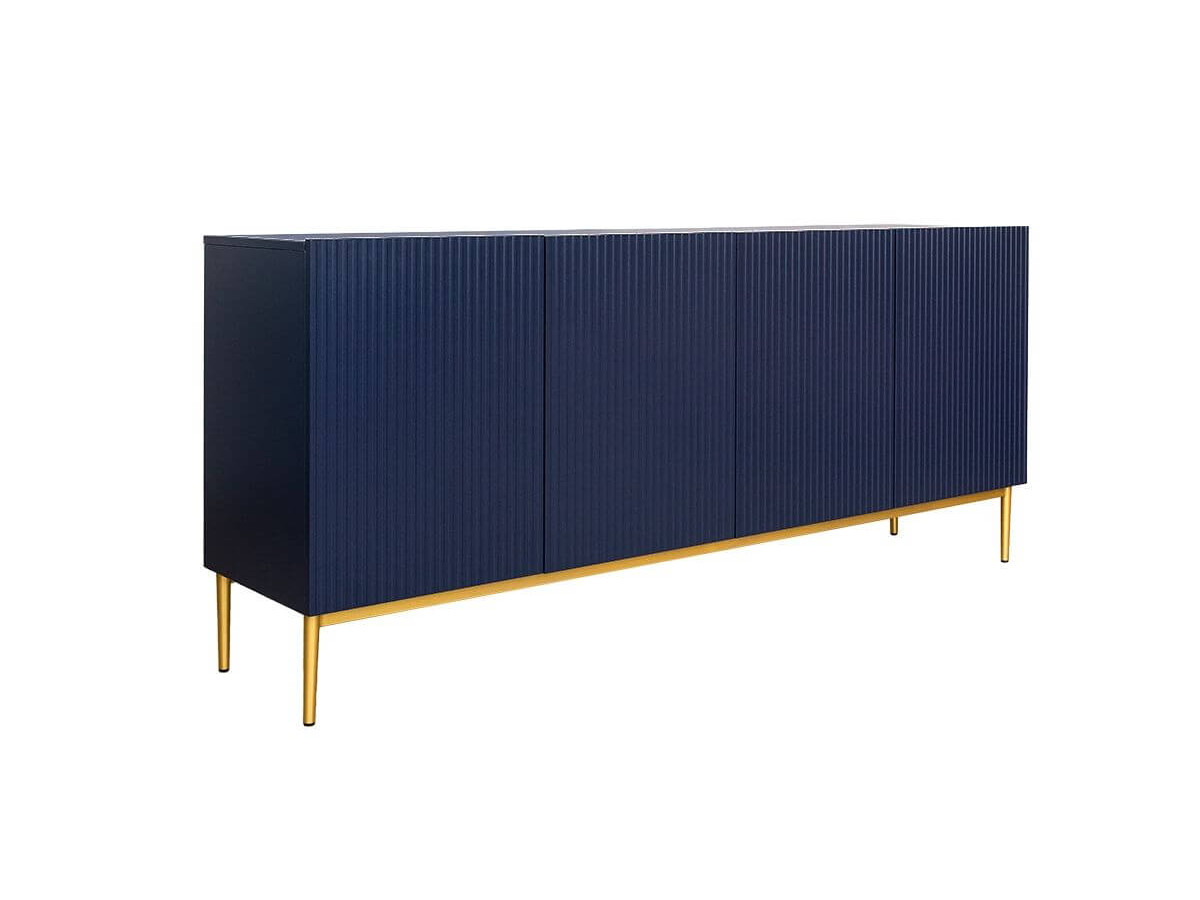 KASHA set met 200 cm tv-meubel + 200 cm 4-deurs dressoir + 100 cm 2-deurs hoog dressoir met gouden poten