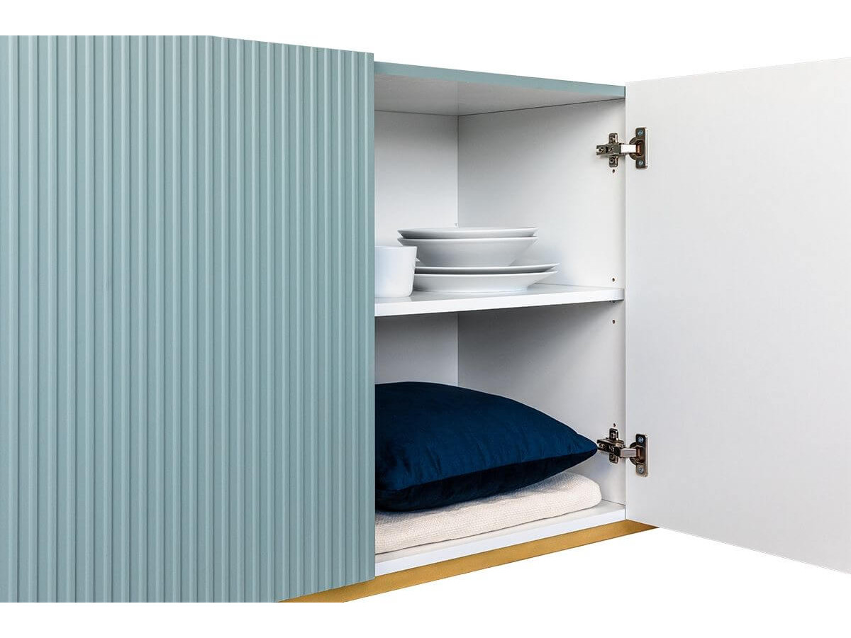 KASHA set met 200 cm tv-meubel + 200 cm 4-deurs dressoir + 100 cm 2-deurs hoog dressoir met gouden poten