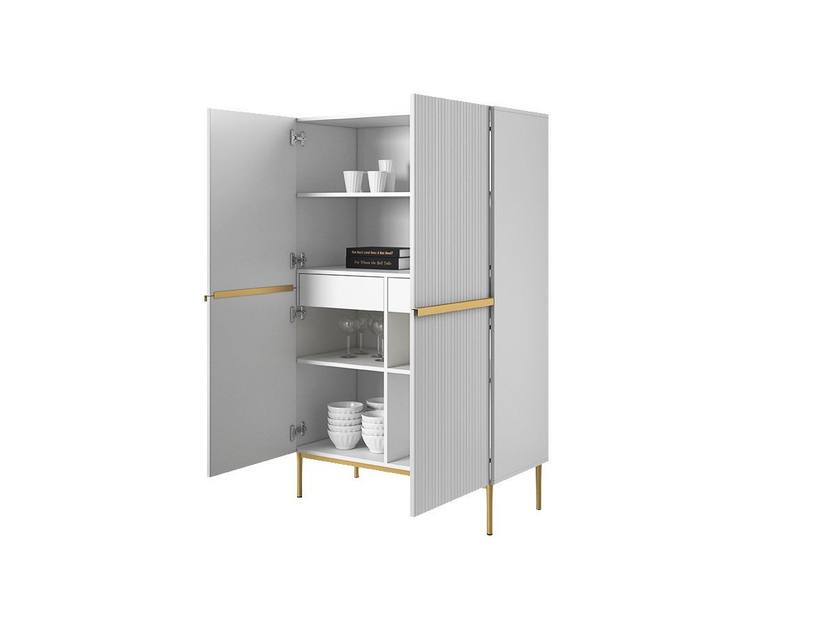 KASHA set met 200 cm tv-meubel + 200 cm 4-deurs dressoir + 100 cm 2-deurs hoog dressoir met gouden poten