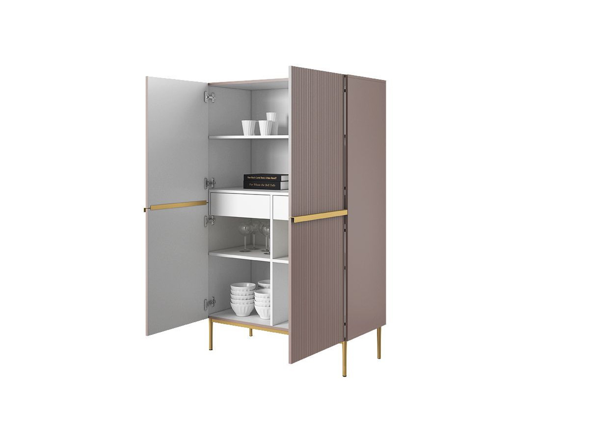 KASHA set met 200 cm tv-meubel + 200 cm 4-deurs dressoir + 100 cm 2-deurs hoog dressoir met gouden poten