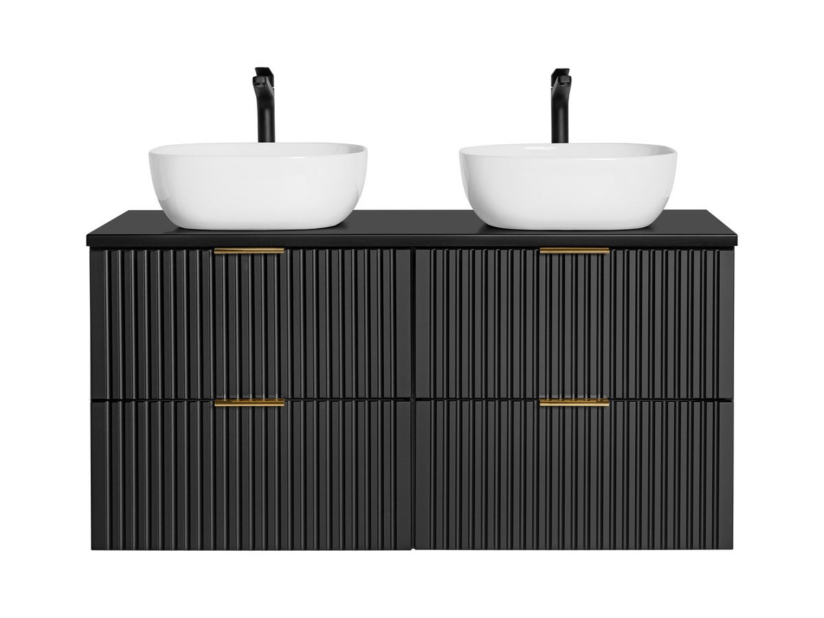 120 cm HILONA zwarte badkamerkast met opzetwastafels