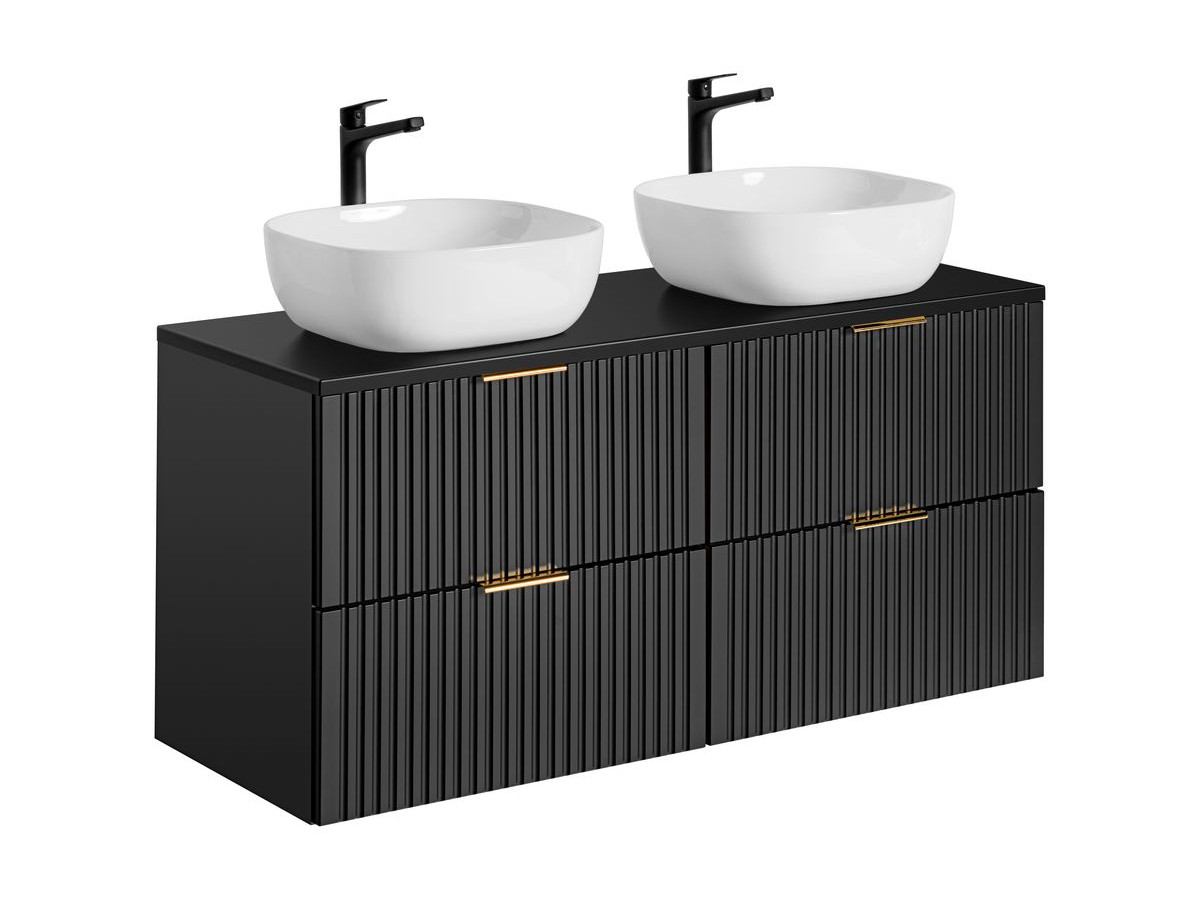 Meuble de salle de bain 120 cm HILONA noir avec vasques à poser