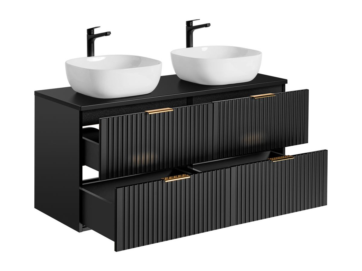 120 cm HILONA zwarte badkamerkast met opzetwastafels
