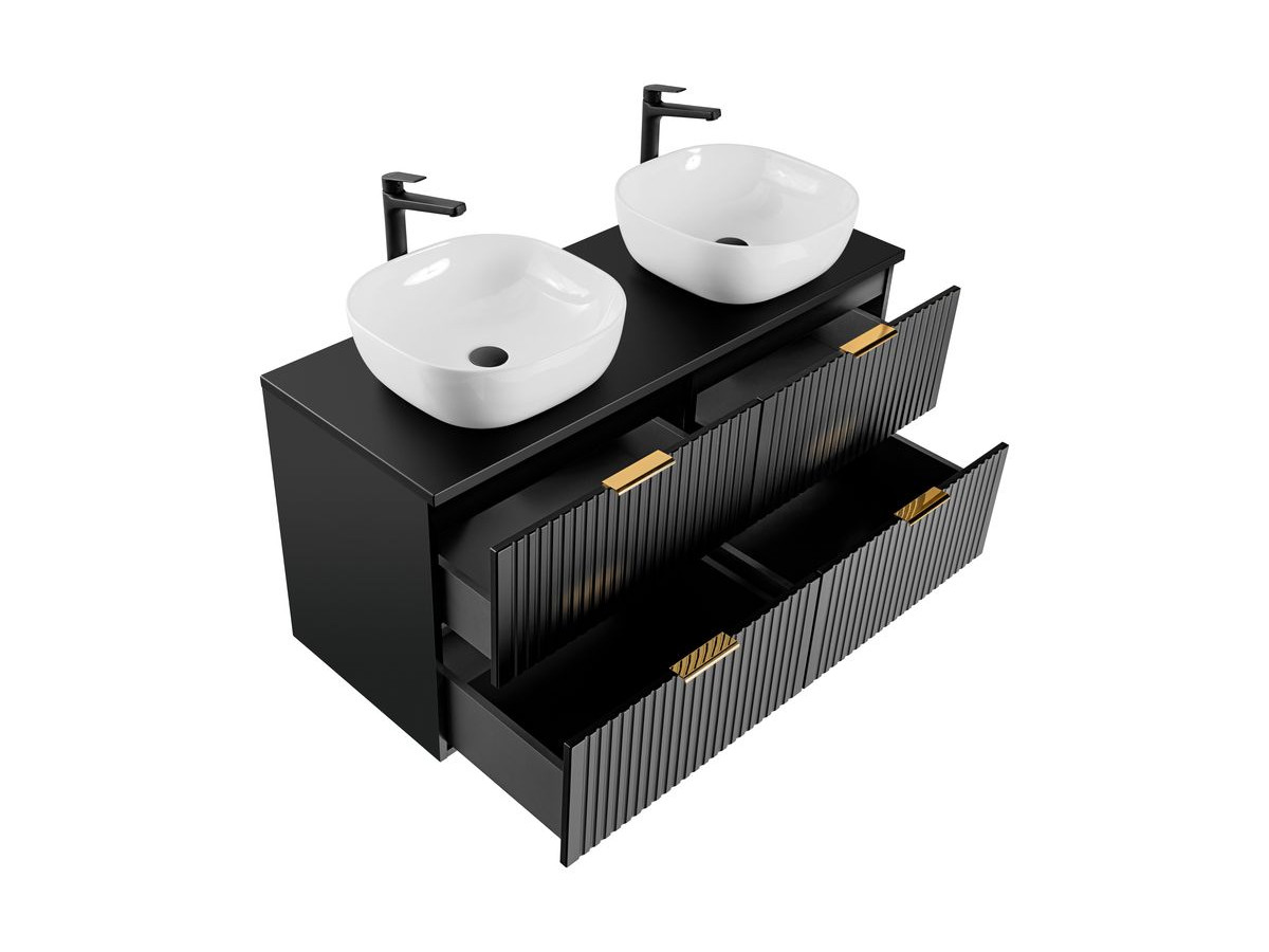 120 cm HILONA zwarte badkamerkast met opzetwastafels