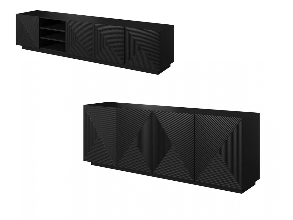 ALICE set met tv-meubel met nis van 200 cm + 4-deurs dressoir van 200 cm