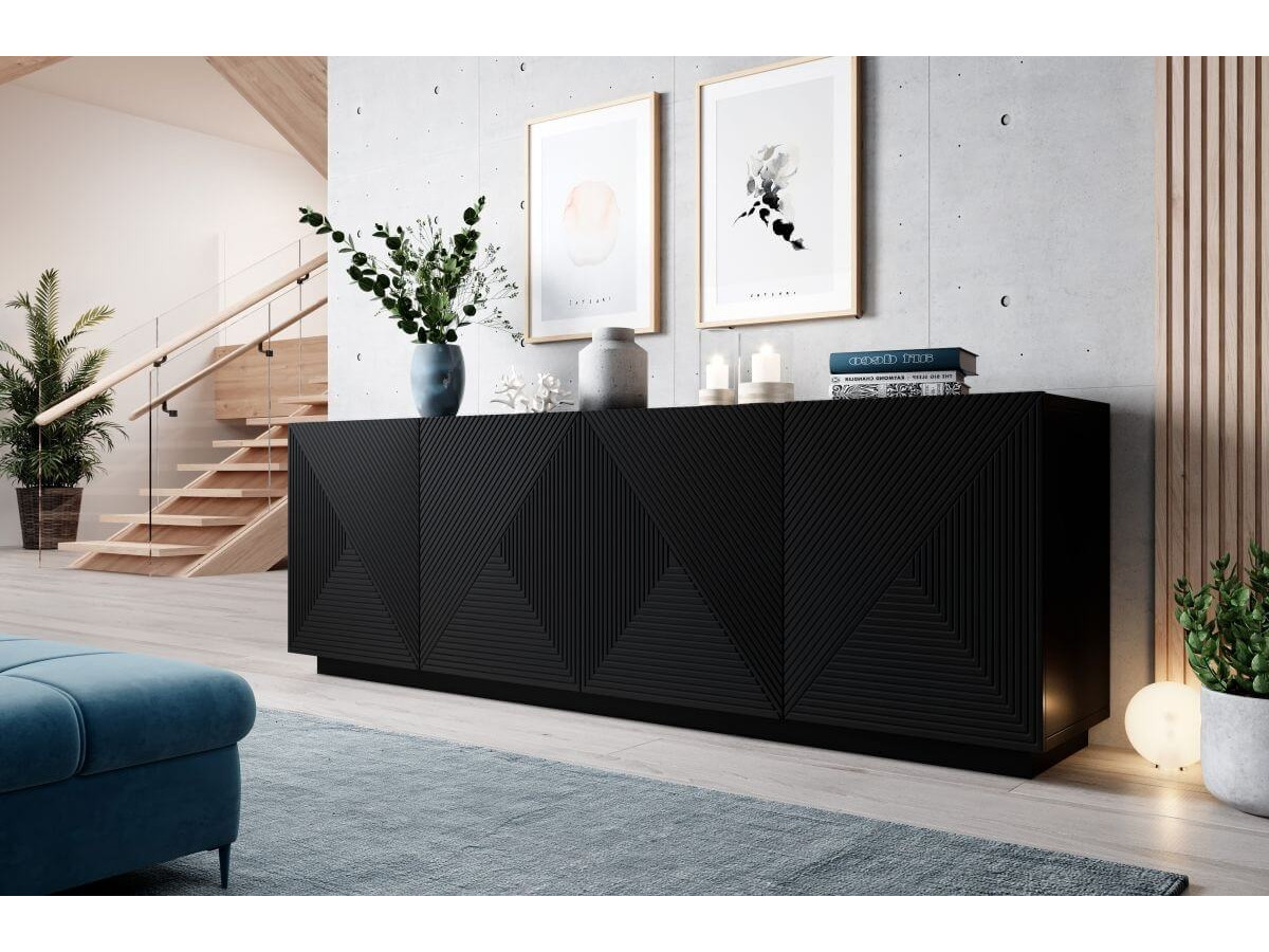 ALICE set met tv-meubel met nis van 200 cm + 4-deurs dressoir van 200 cm