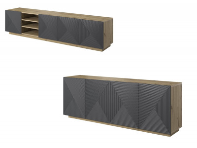 Ensemble ALICE avec Meuble TV avec niche 200 cm + Buffet 4 portes 200 cm