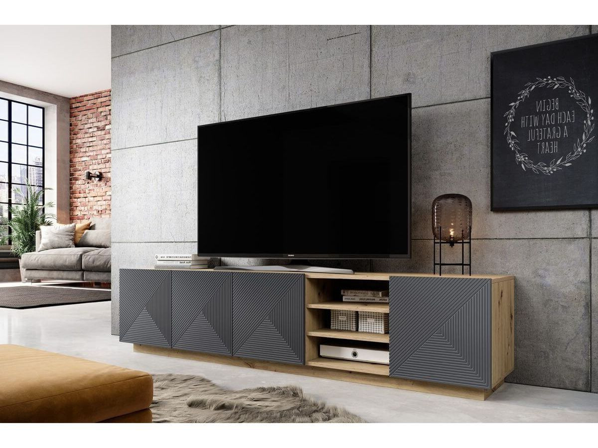 ALICE set met tv-meubel met nis van 200 cm + 4-deurs dressoir van 200 cm