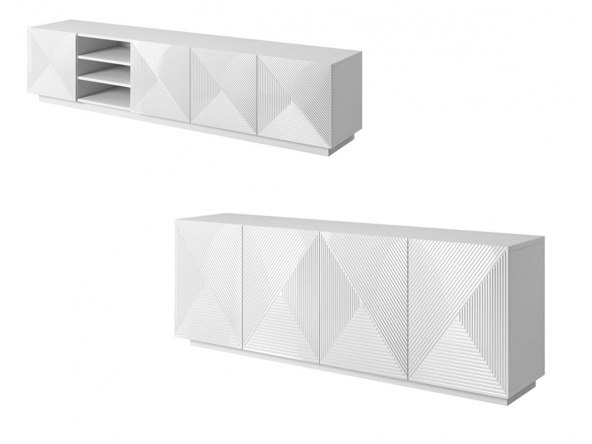 ALICE set met tv-meubel met nis van 200 cm + 4-deurs dressoir van 200 cm