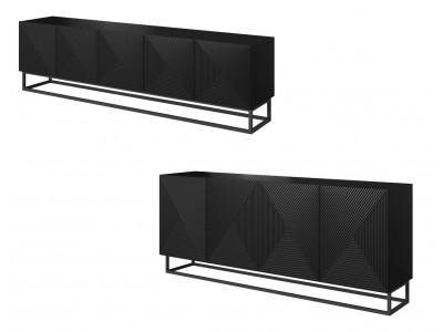Ensemble ALICE avec Meuble TV 200 cm + Buffet 4 portes 200 cm pieds métal