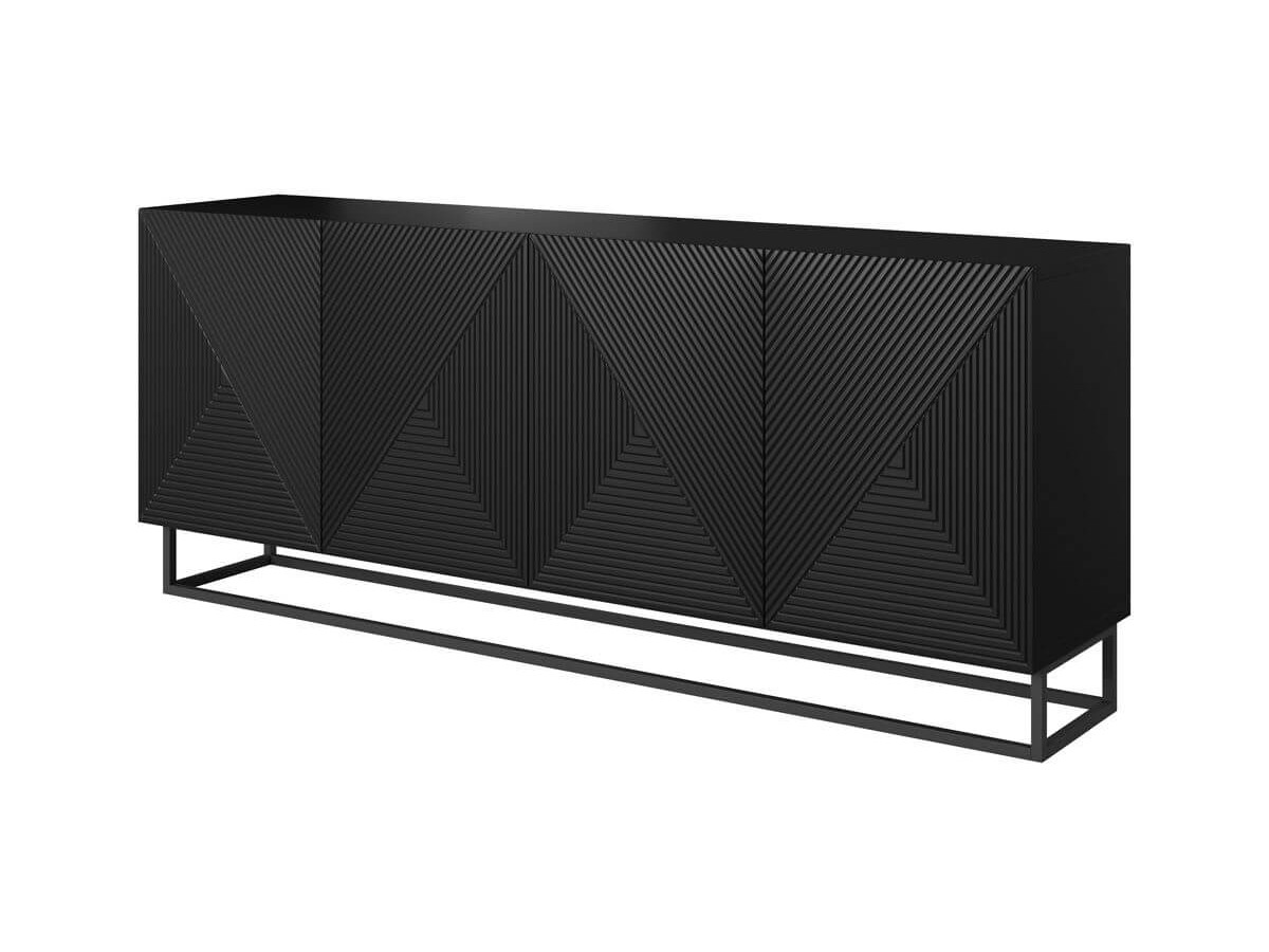 Ensemble ALICE avec Meuble TV 200 cm + Buffet 4 portes 200 cm pieds métal