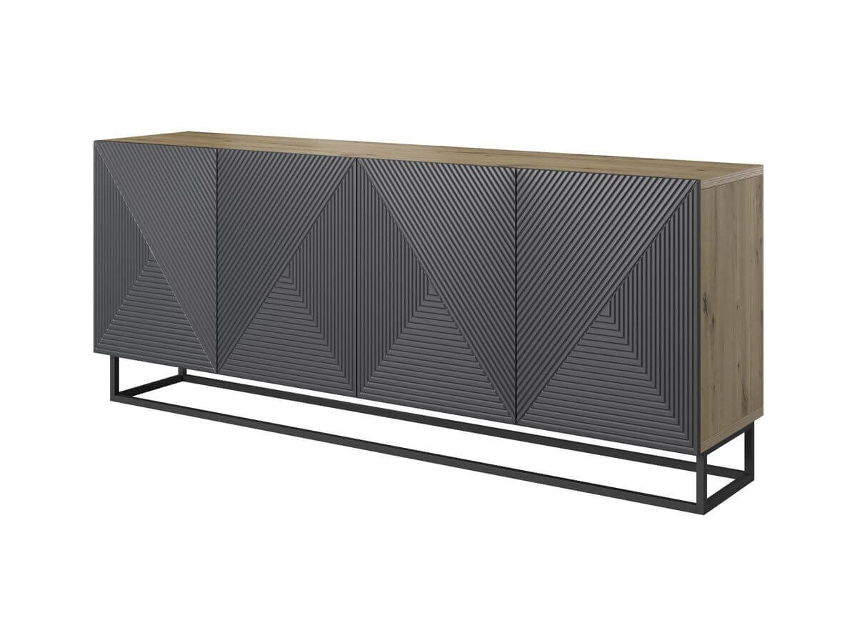 ALICE set met 200 cm tv-meubel + 200 cm 4-deurs dressoir met metalen poten