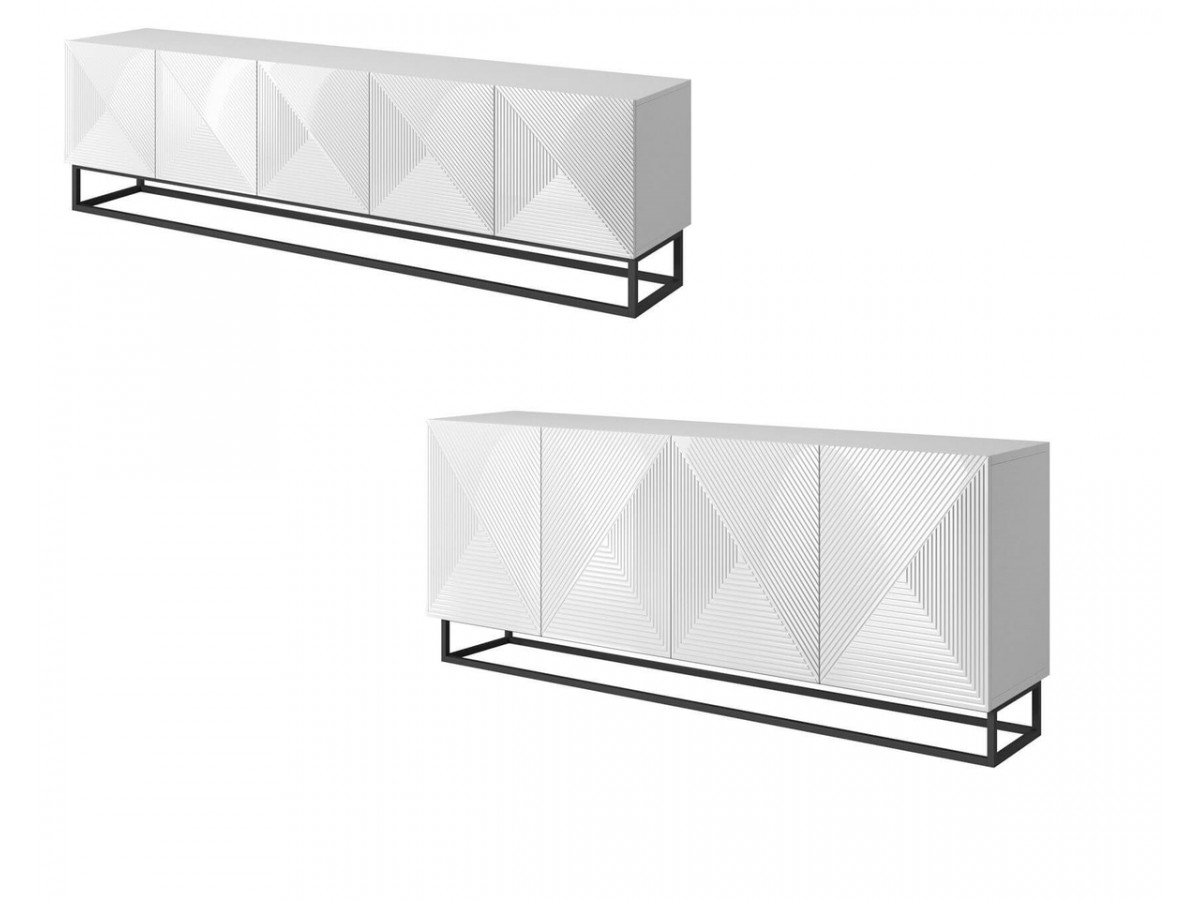 ALICE set met 200 cm tv-meubel + 200 cm 4-deurs dressoir met metalen poten