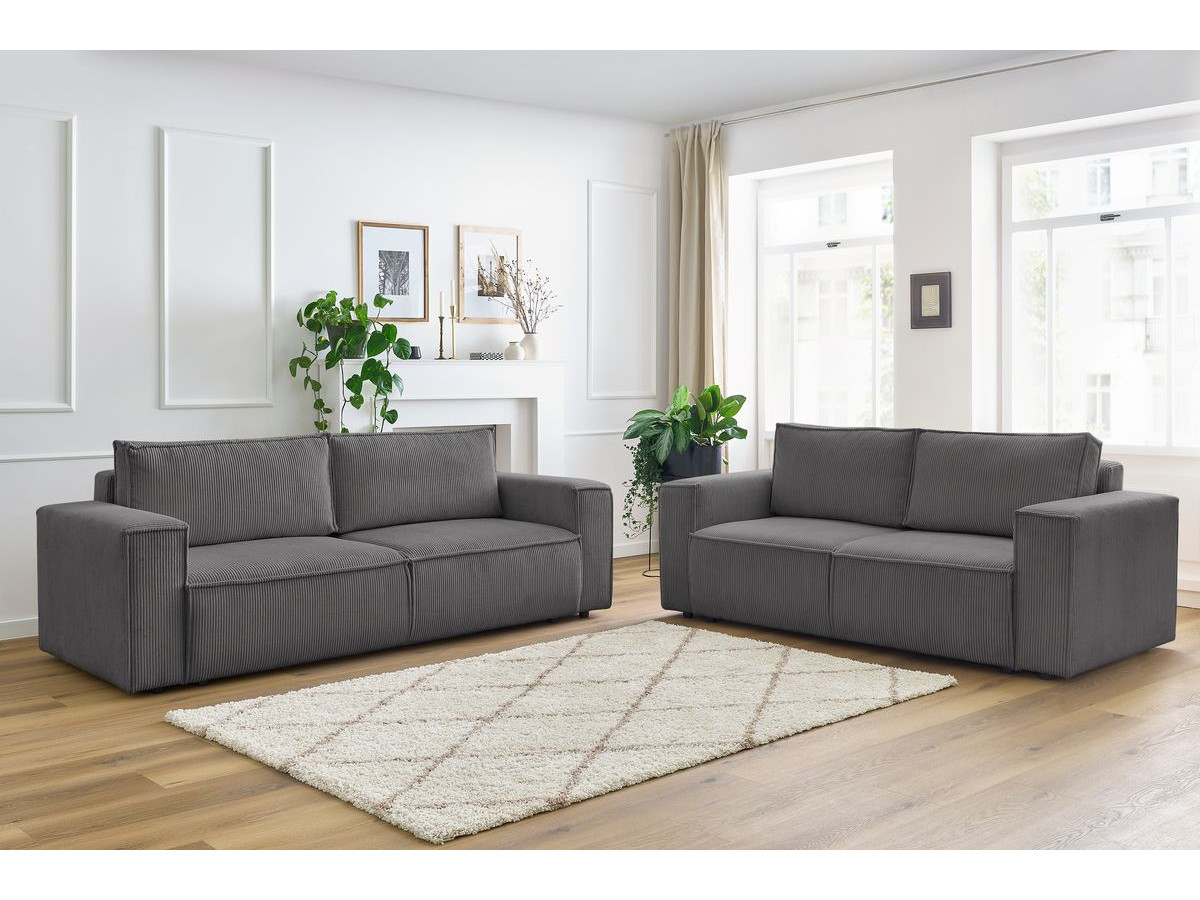 Canapé d'angle fixe EVEREST tissu chiné - Orange - Angle droit - 10 coussins