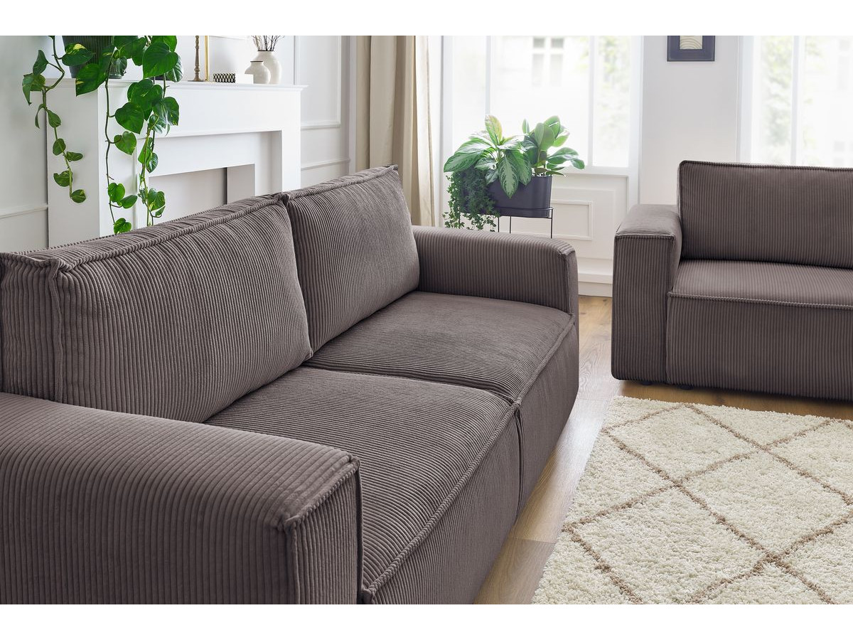 Ensemble canapé droit fixe 3 + 2 places NIHAD velours côtelé