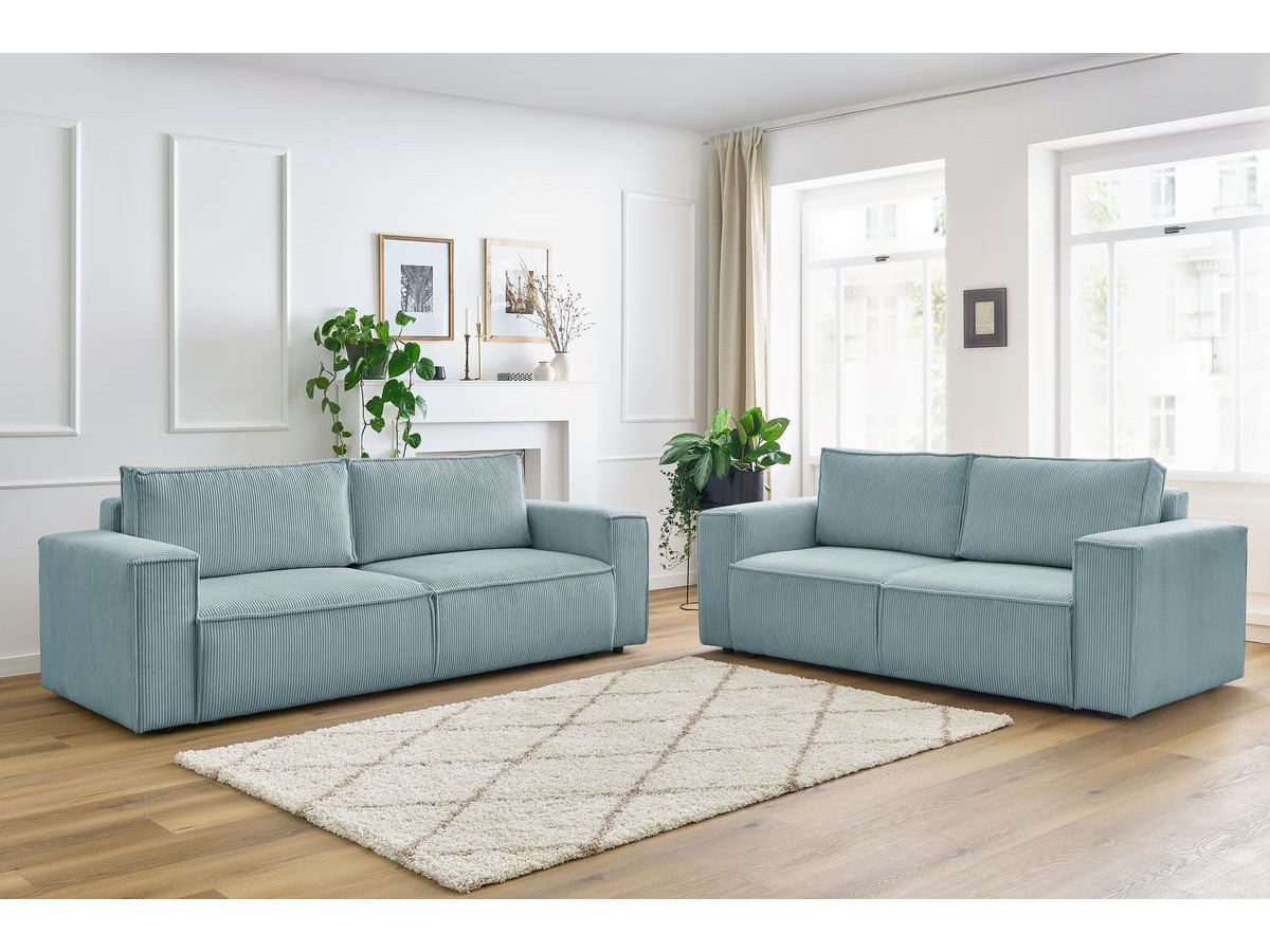 Ensemble canapé droit fixe 3 + 2 places NIHAD velours côtelé